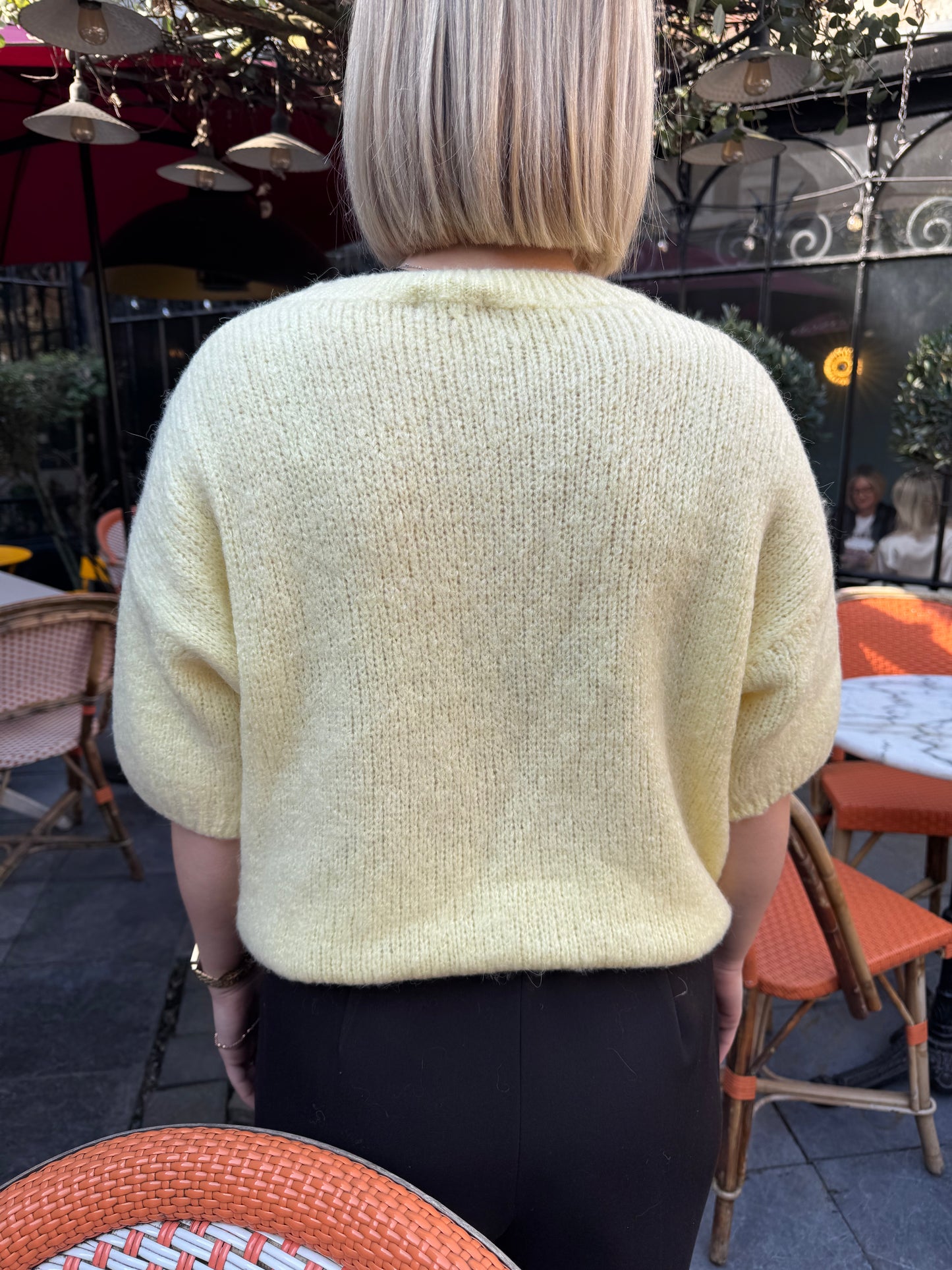 Pull jaune manches courtes-Solaire
