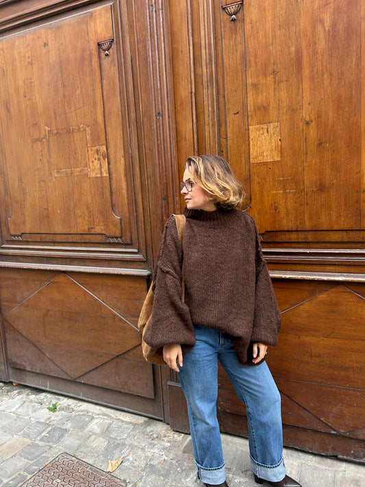 Pull Oversize Marron - Iconique