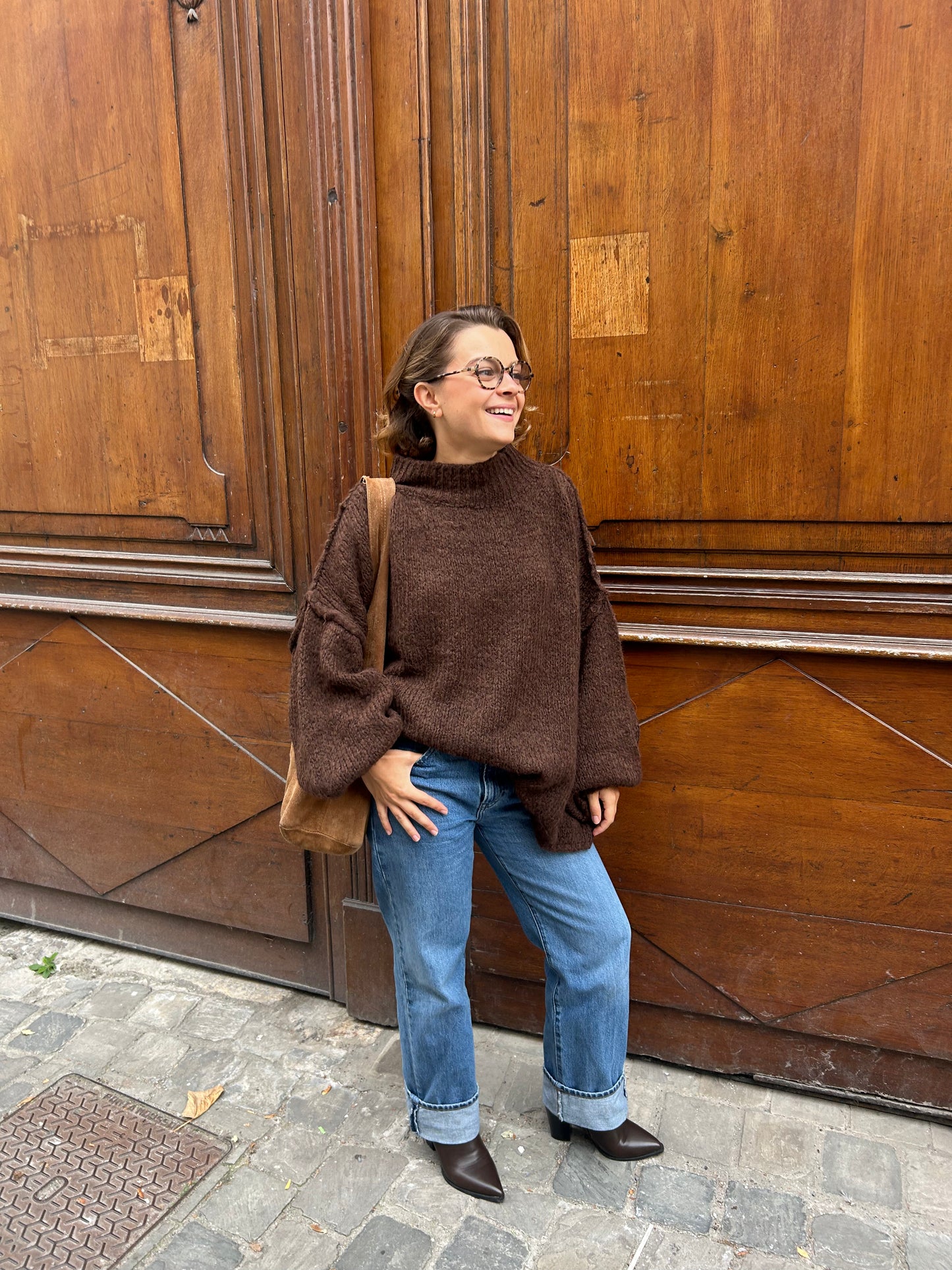Pull Oversize Marron - Iconique